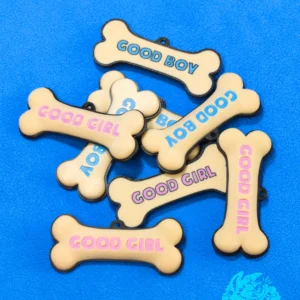 Pile of Good Girl and Good Boy 3D Printed bones costume part Furry Collar Name Tag accessory from DirtyDogs.eu for furry nametag